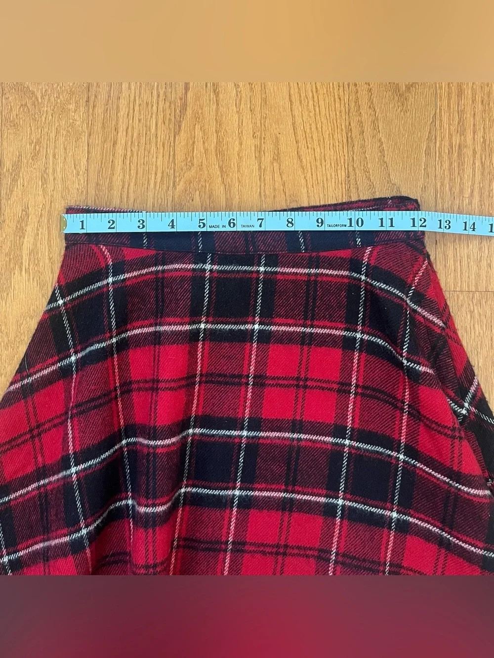American Apparel red, black, and white plaid tartan a-line mini skirt in XS